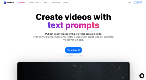 Invideo create videos with text prompts