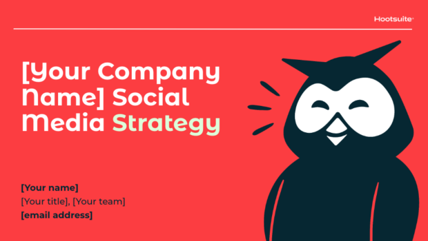 the cover page of Hootsuite's social media strategy template