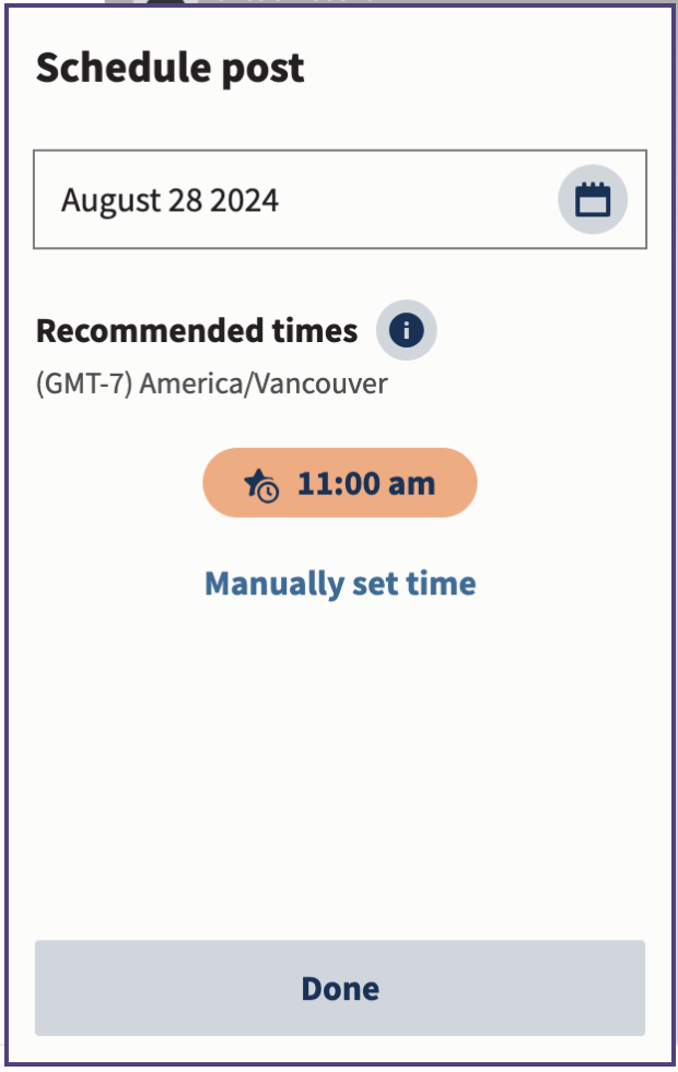 Schedule post using Hootsuite with recommended times