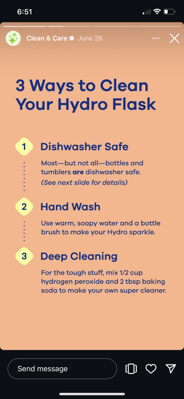 3 ways to clean your Hydroflask under Clean and Care Instagram Story highlight