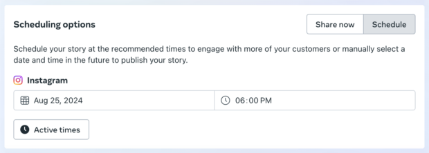 Scheduling options on Instagram date and time