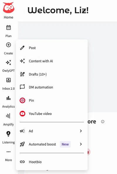create content with AI in hootsuite
