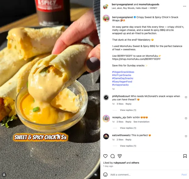 Momofuku Goods posting recipes on Instagram to target its social media target audience
