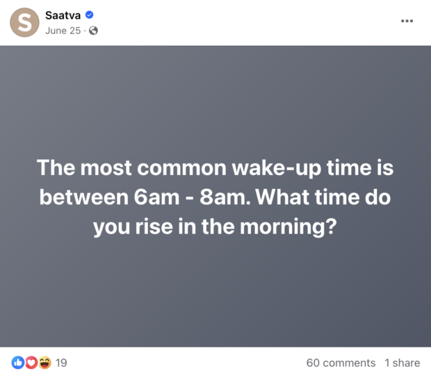 Saatva most common wake up time question