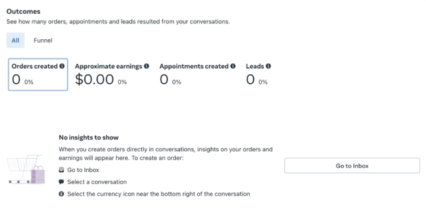 Facebook messaging outcomes track leads orders and appointments 