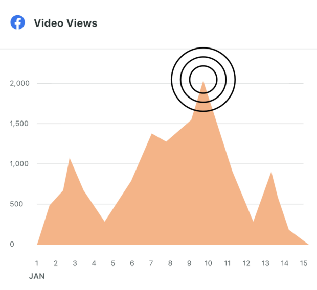 Sprout Social Facebook video views graph