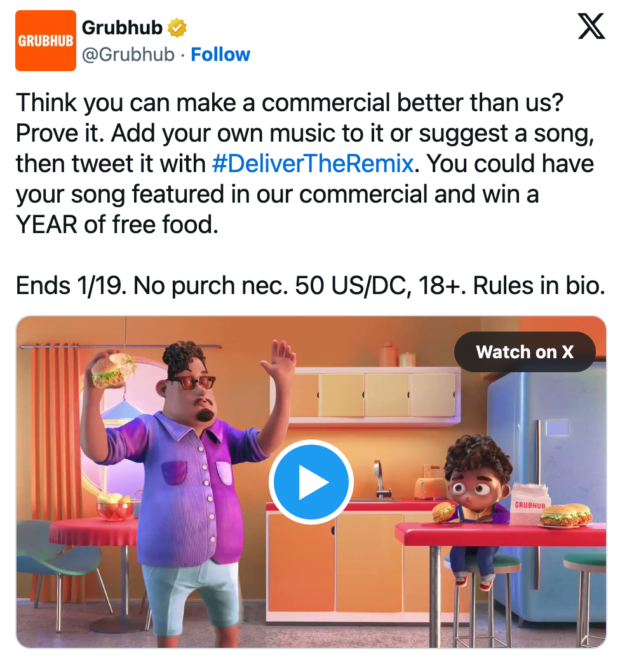 Grubhub's #DeliverTheRemix social media campaign