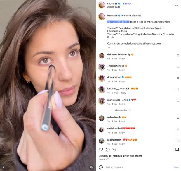 Haus Lab example of user generated content on Instagram