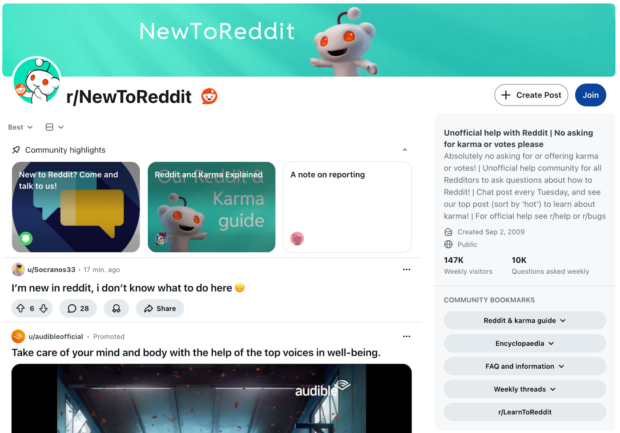 Subreddit "New to Reddit"