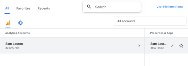 Google Analytics accounts