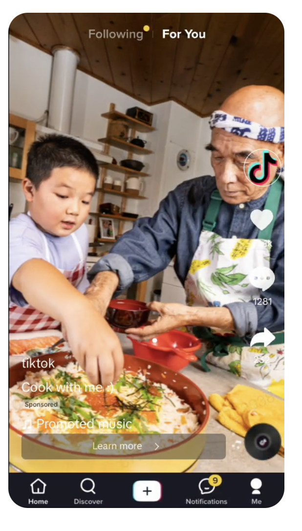TikTok ad of man cooking with child