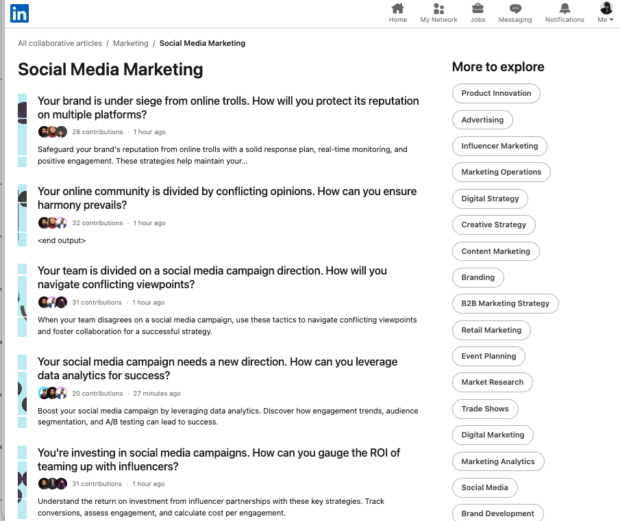 Social Media Marketing collaborative articles on Instagram