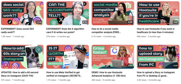 Hootsuite Labs YouTube channel video thumbnails