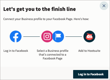 Connect business profile to Facebook page and Add to Hootsuite