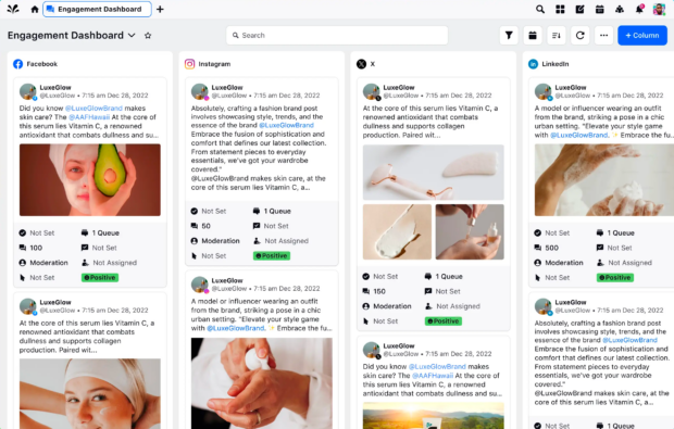 Sprinklr engagment dashboard Twitter Instagram and X