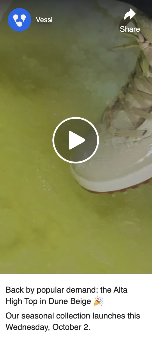 Product video from Vessi on Facebook