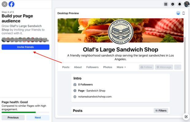 Build your page audience invite friends