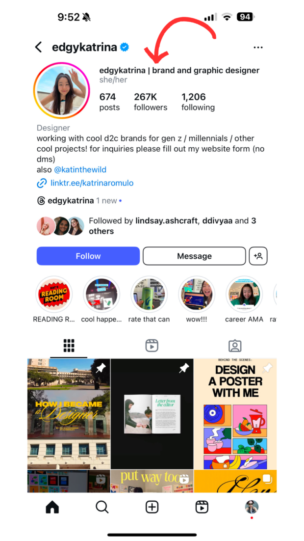 edgy katrina brand and graphic designer Instagram name