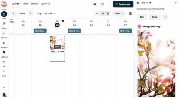 Hootsuite schedule Instagram stories