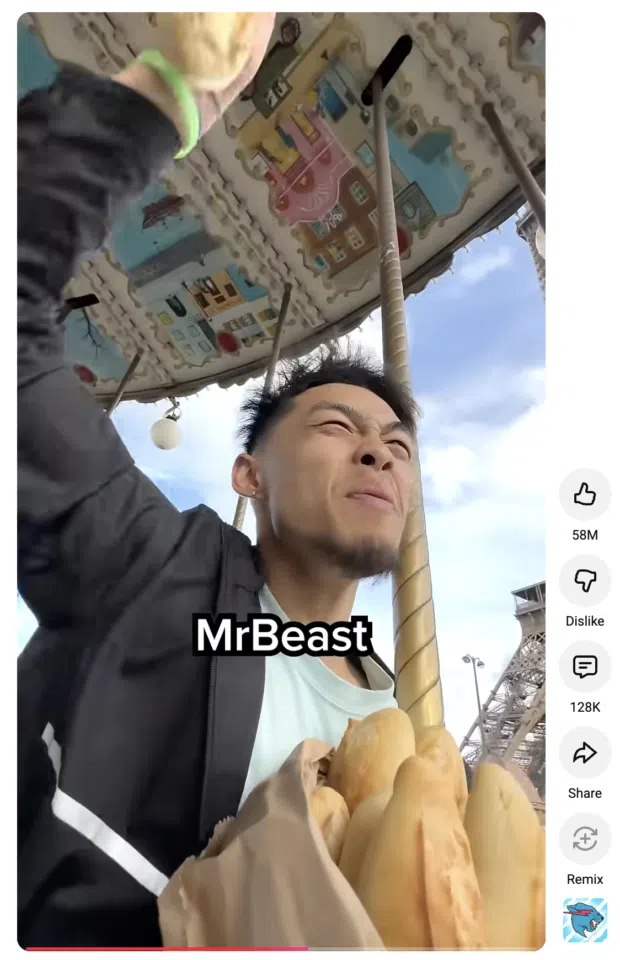 Screenshot of the most liked YouTube Short from MrBeast