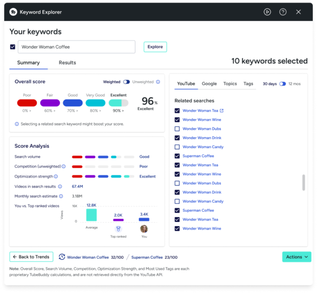 TubeBuddy keyword explorer