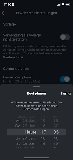 Instagram-Post für Freitag, den 26. Januar terminieren