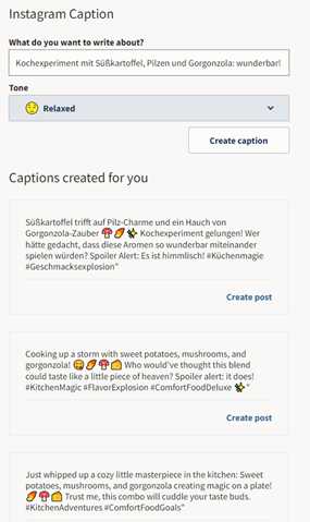 Der OwlyWriterAI Instagram-Bildunterschriften-Generator: Rezeptidee mit Süßkartoffeln