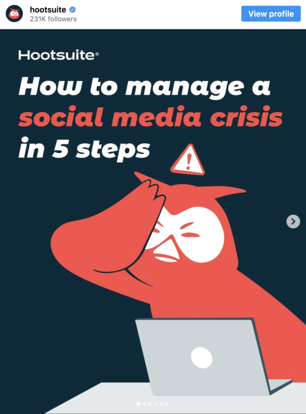 Example of using visuals to enhance writing on social media