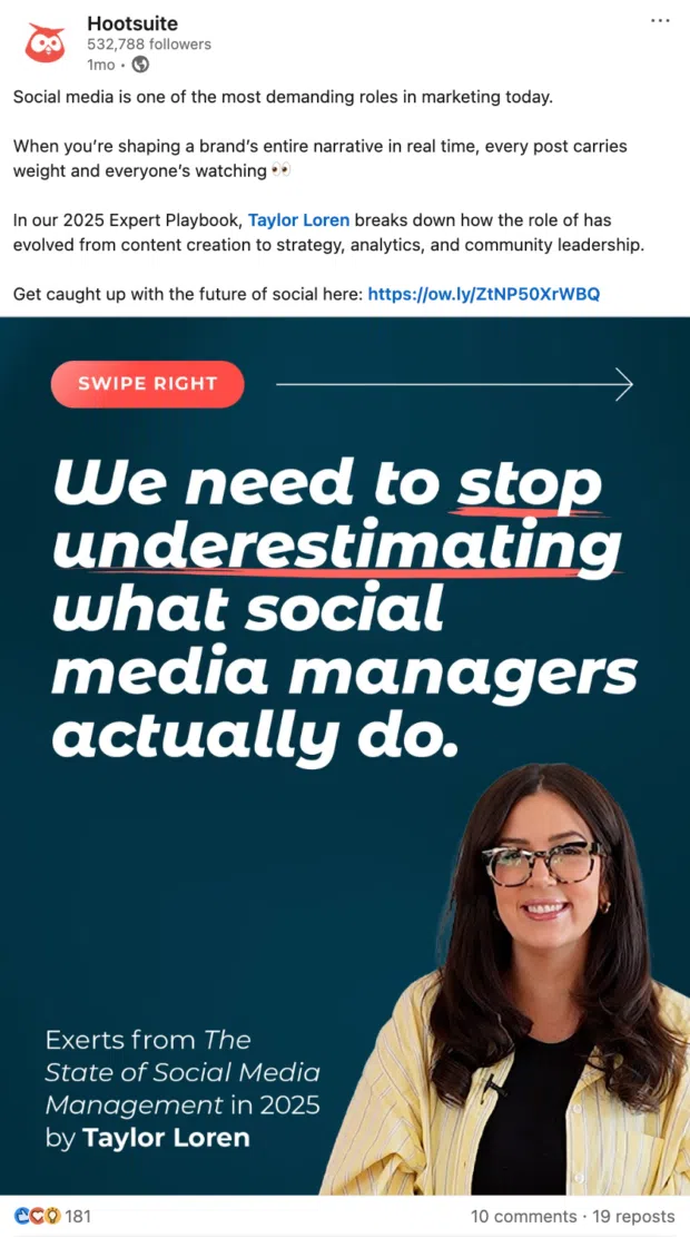 example of a CTA tailored to LinkedIn - advanced writing for social media example