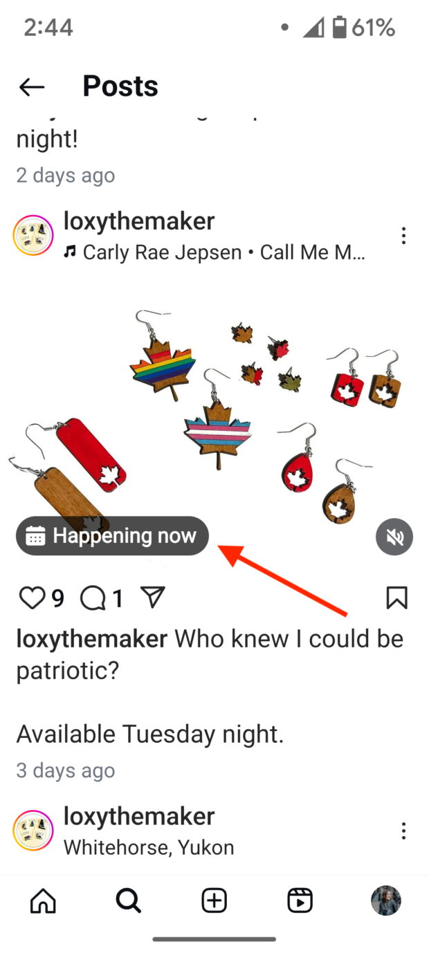 loxythemaker Instagram launch happening now patriotic Canada earrings