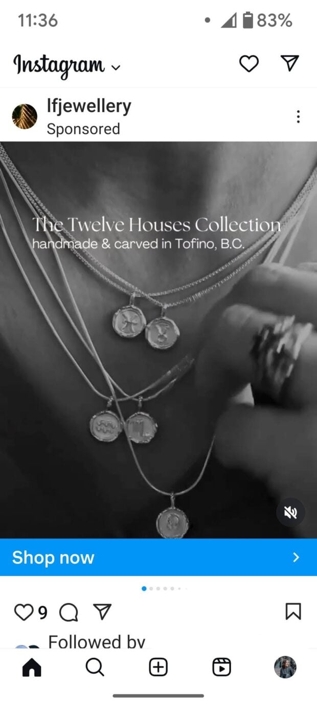 LF Jewellery sponsored shoppable ad The Twelve Houses Collection