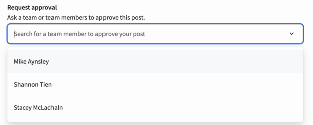 Request approval field in Perch composer