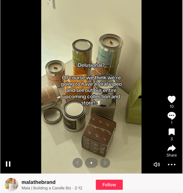 Mala the Brand candle collection delusional sell out TikTok video