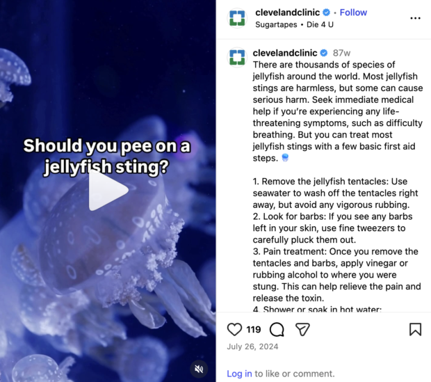 cleveland clinic instagram post