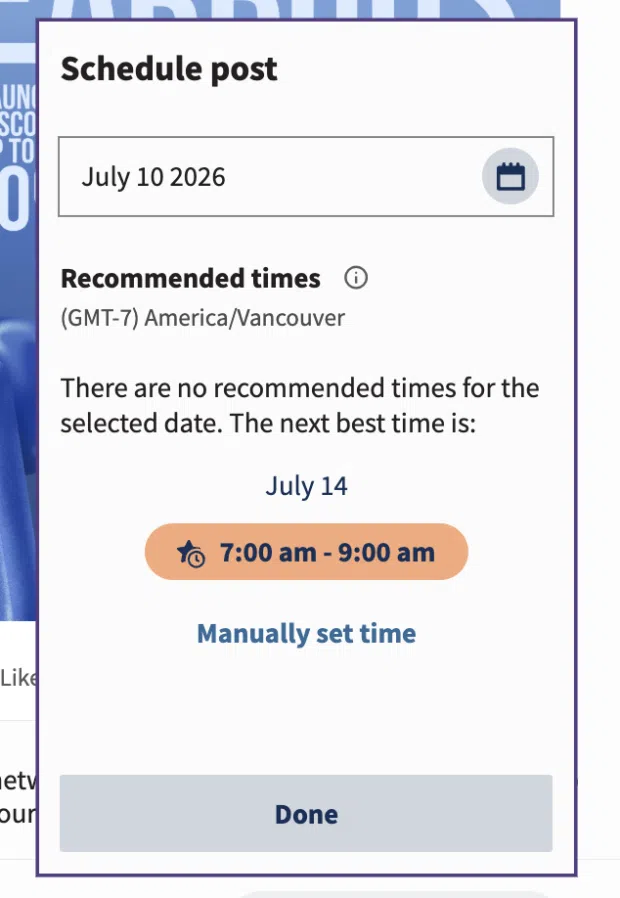 Recommended times window in Perch