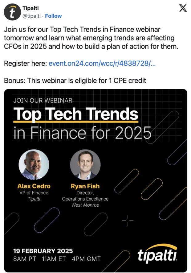 Tipalti Tweet example