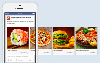 Facebook carousel ad foodpanda order food delivery