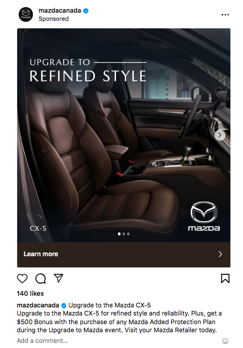 Mazda Canada Instagram carousel upgrade to refined style