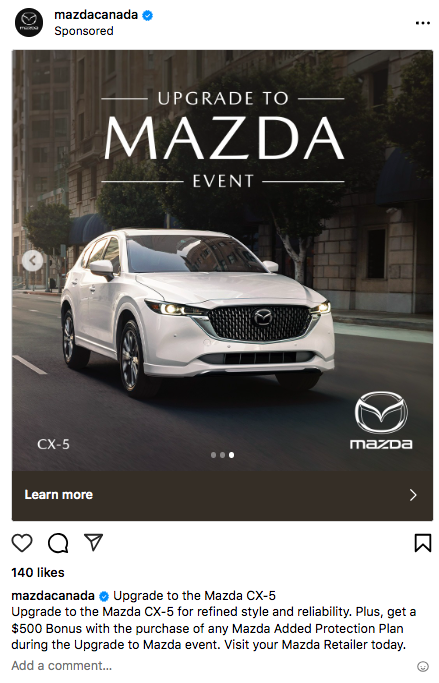 Upgrade to Mazda event