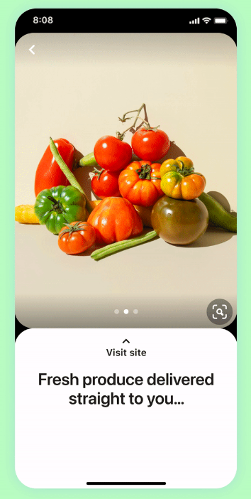 Pinterest carousel ad fresh product delivered straight to you