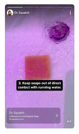 Snapchat carousel ad Dr Squatch natural soap