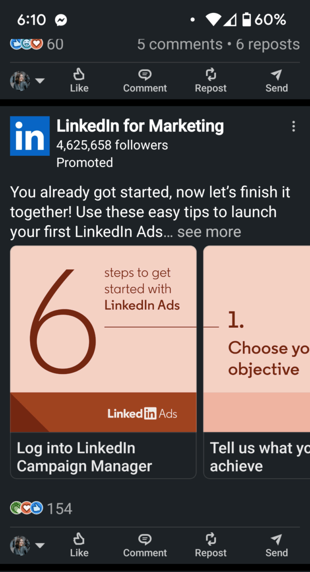 LinkedIn for marketing carousel to create LinkedIn ad campaign