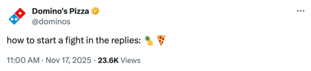 Tweet from Domino's Pizza encouraging replies