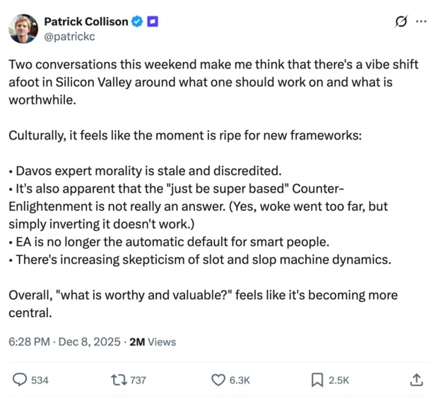 example of a CEO sharing observations on X (Twitter)