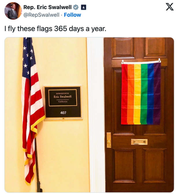 Tweet from Rep Eric Swalwell that received backlash