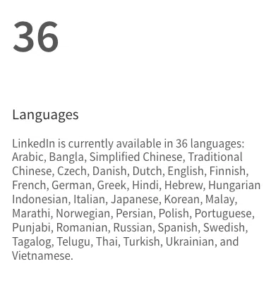 list of languages that LinkedIn supports