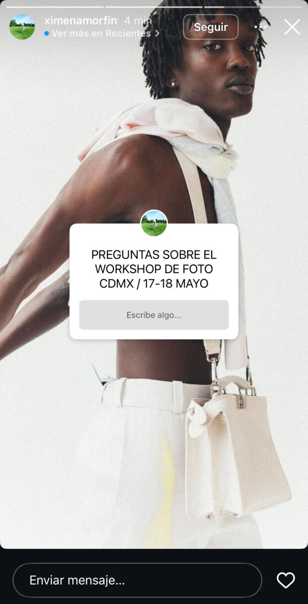 pregunta interactiva de fotógrafa en historias: preguntas sobre el workshop de foto cdmx