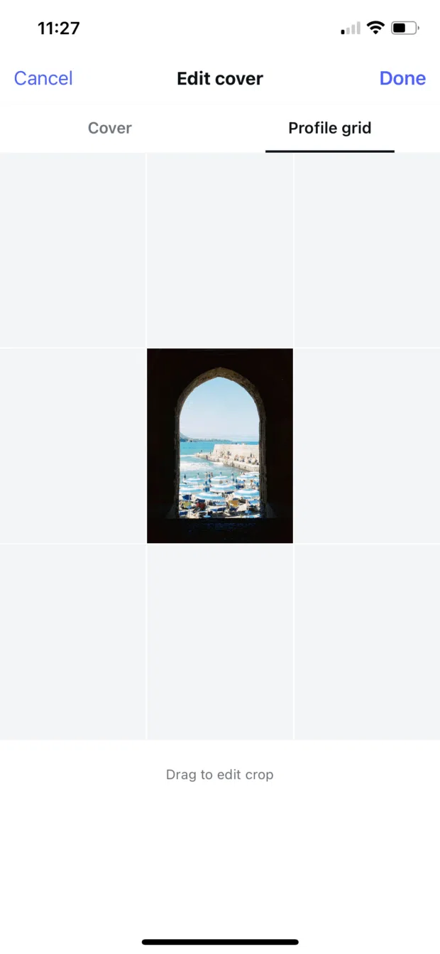 edit cover profile grid