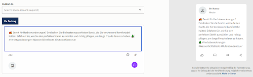 AI-generierte Post-Ideen im Hootsuite Composer