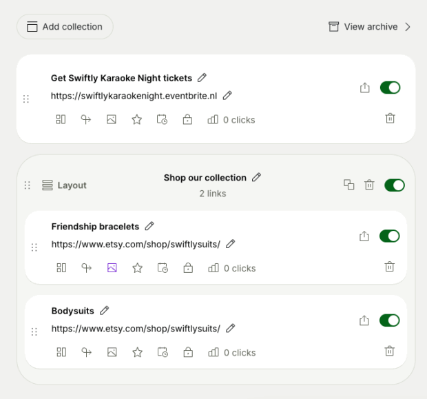 Add collection to divide into different sections